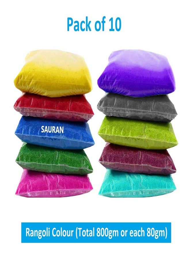 SAURAN Rangoli Colour for Creativity, Diwali Floor Decoration (Multicolour Pack of 10) - Image 2